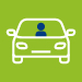 Animated person in car icon